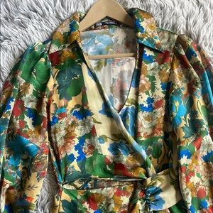 Zara Multicolor Floral Wrap Dress